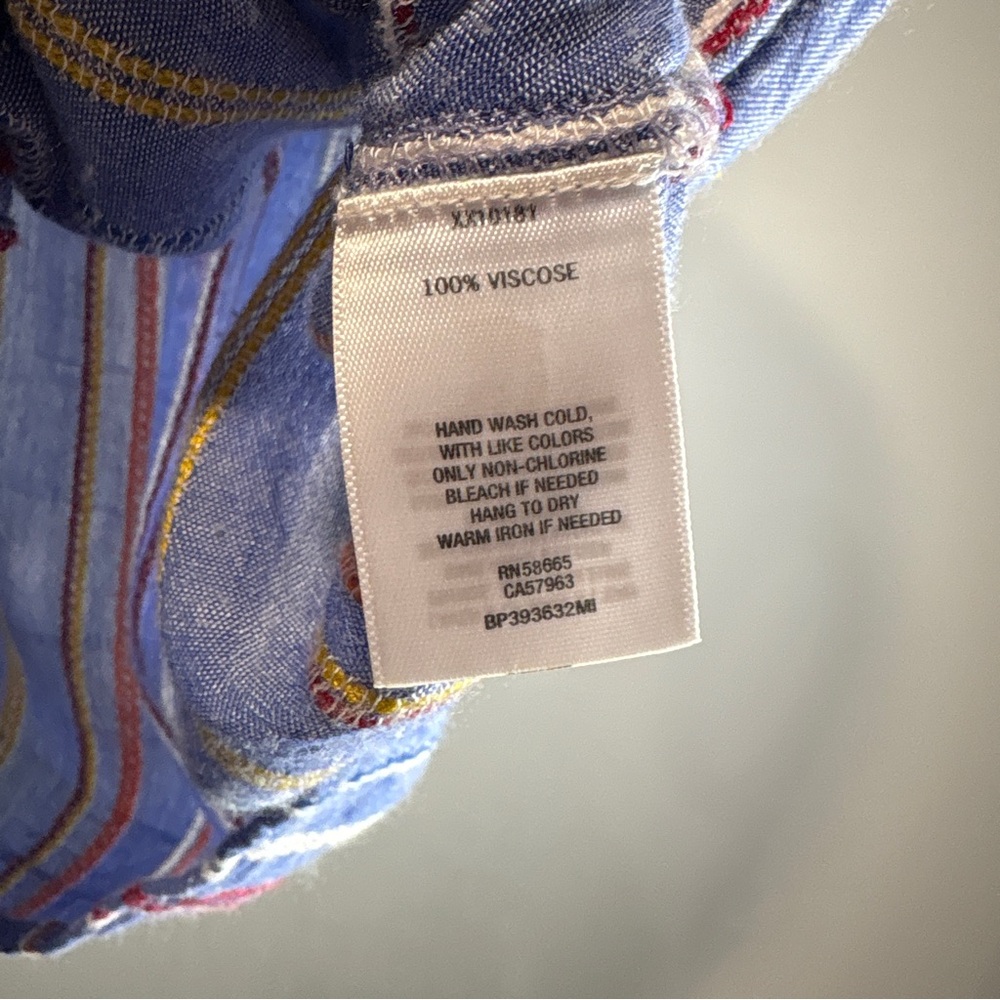 BP Nordstrom Tie Front Chambray Striped Short Sleeve Blouse - Picture 9 of 12